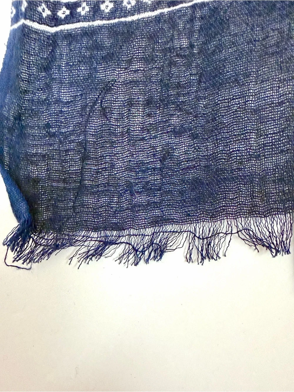 NWOT John Henric Linen Cotton Blend Large Scarf Lightweight Blue Paisley Sweden